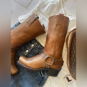 FRYE | Gold Harness Boots 12R